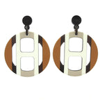 Hermes Earrings H Equipe Brown White