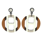 Hermes Earrings H Equipe Brown White — view 3