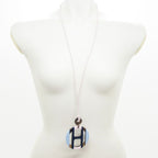 Hermes Necklace H Equipe Leather Pink Light Blue Multi — view 2