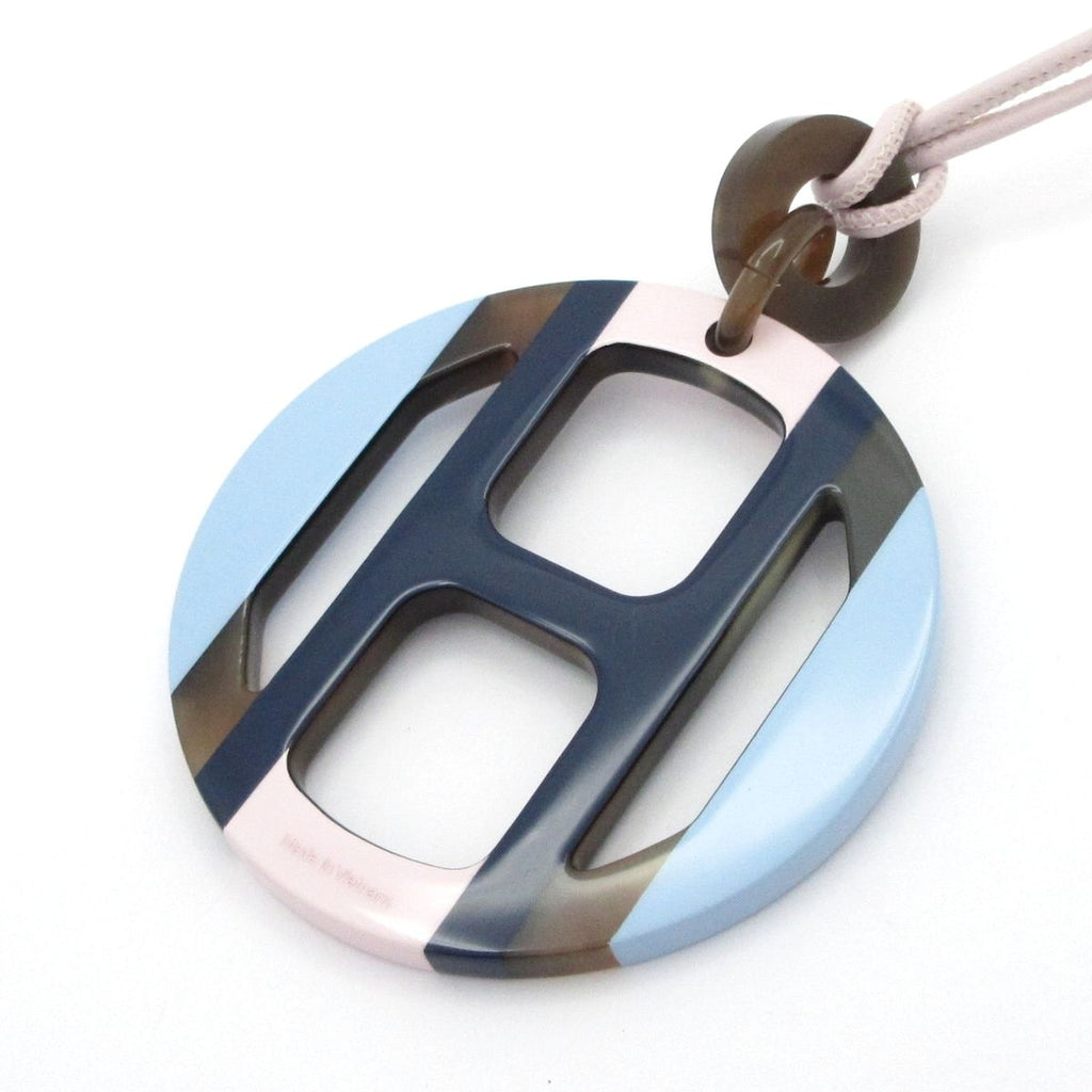 Hermes Necklace H Equipe Leather Pink Light Blue Multi — view 3