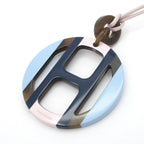 Hermes Necklace H Equipe Leather Pink Light Blue Multi — view 3
