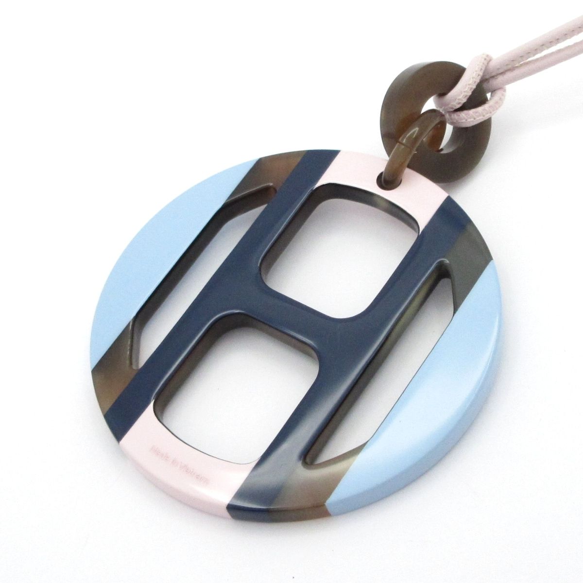 Hermes Necklace H Equipe Leather Pink Light Blue Multi — view 3