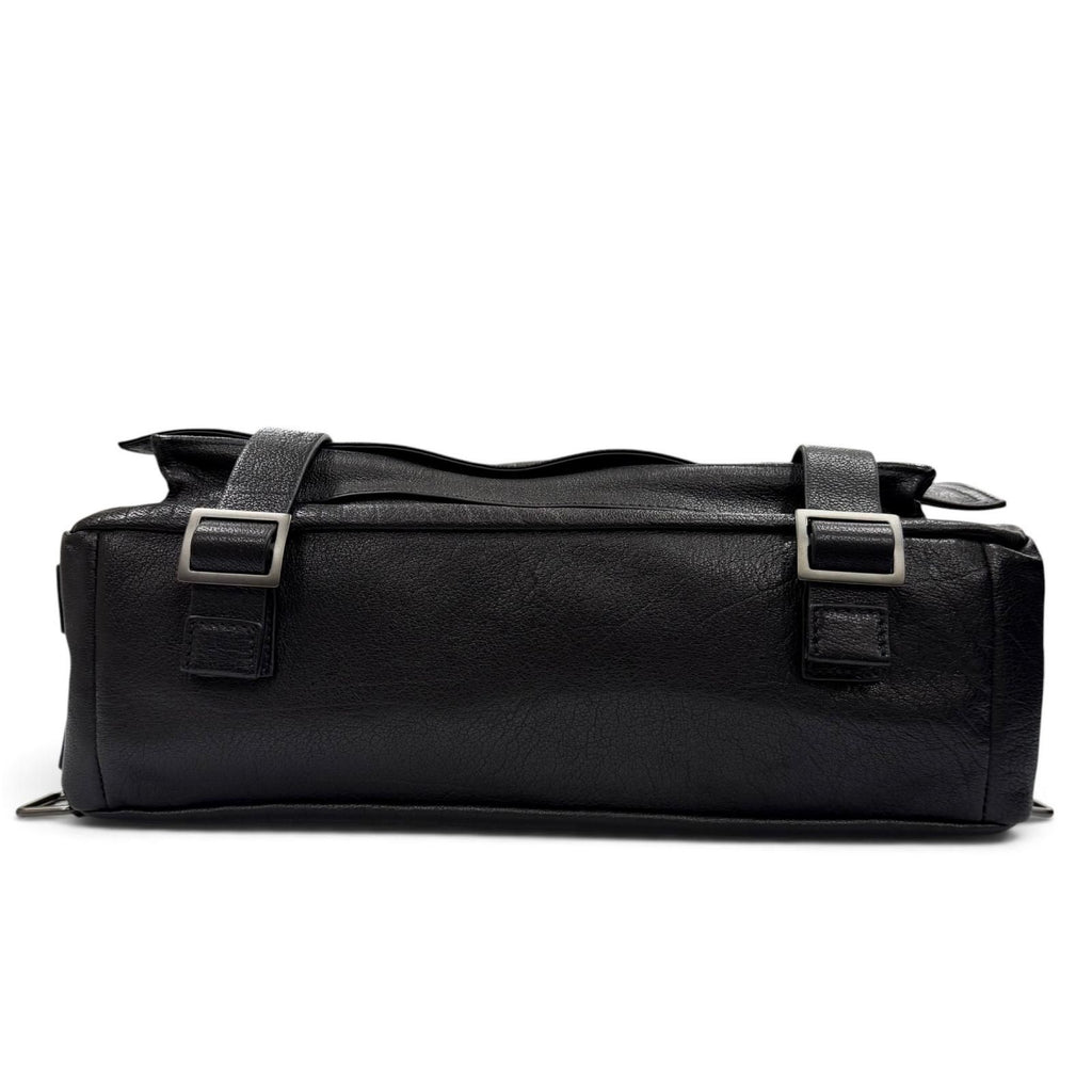 Prada Buffalo Leather Messenger Bag Black — view 7