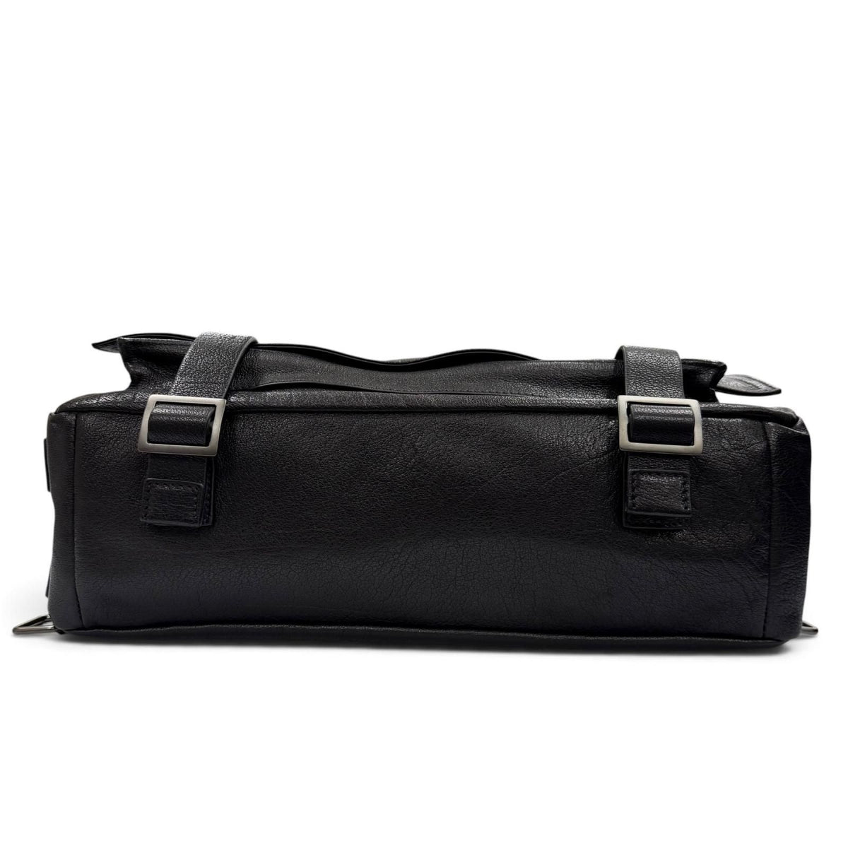 Prada Buffalo Leather Messenger Bag Black — view 7