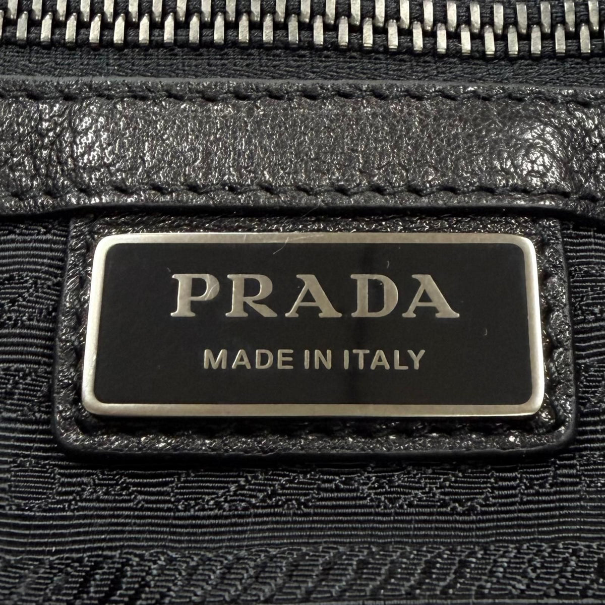 Prada Buffalo Leather Messenger Bag Black — view 5