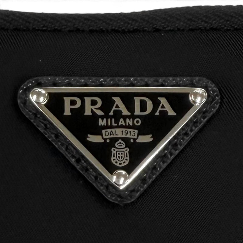 Prada Re-Nylon Triangle Logo Key Ring Pouch Silver Keychain — view 7