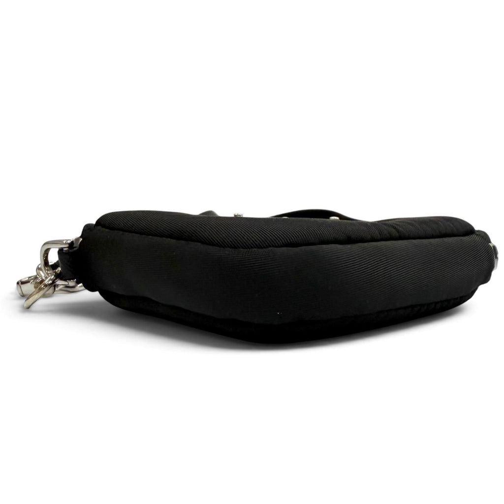 Prada Re-Nylon Triangle Logo Key Ring Pouch Silver Keychain — view 4