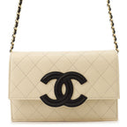 Chanel Chain Wallet CC Logo Caviar Leather Black Shoulder Bag