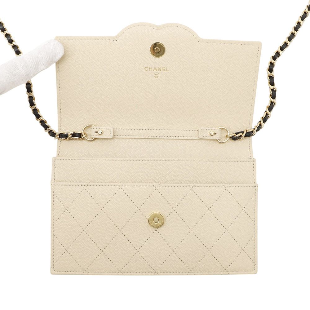 Chanel Chain Wallet CC Logo Caviar Leather Black Shoulder Bag — view 5