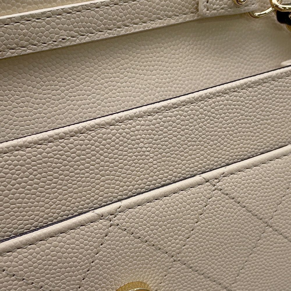 Chanel Chain Wallet CC Logo Caviar Leather Black Shoulder Bag — view 8