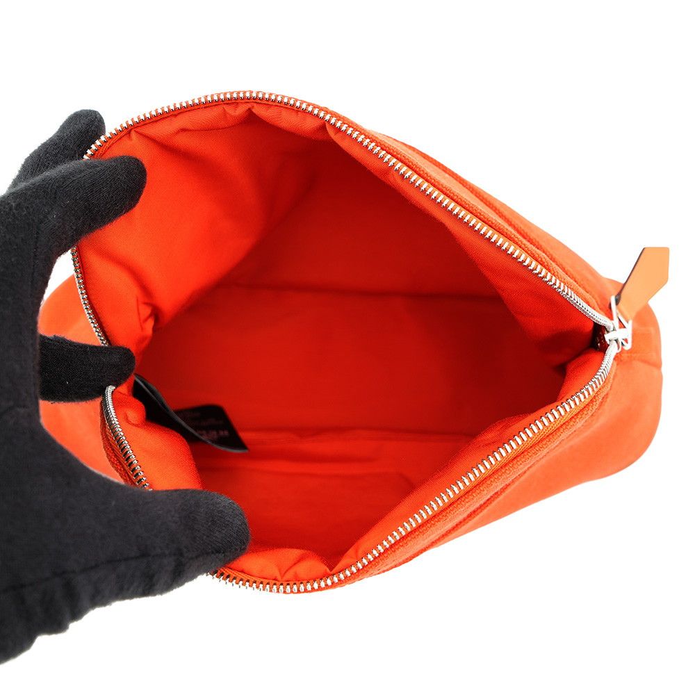 Hermes Pouch Bolide Mini Orange Fu Silver Canvas Case — view 4