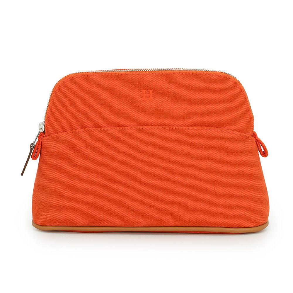 Hermes Pouch Bolide Mini Orange Fu Silver Canvas Case
