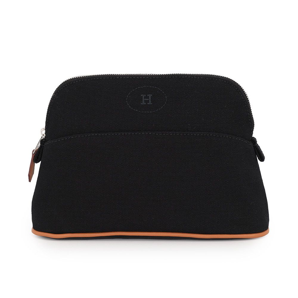 Hermes Pouch Bolide Mini Black Silver Canvas Case