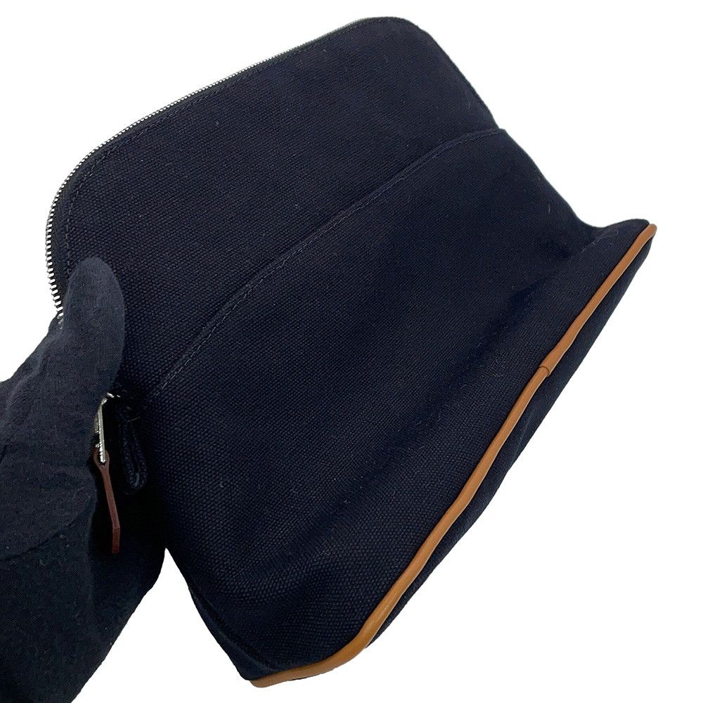 Hermes Pouch Bolide MM Black Silver Canvas Makeup Case — view 5