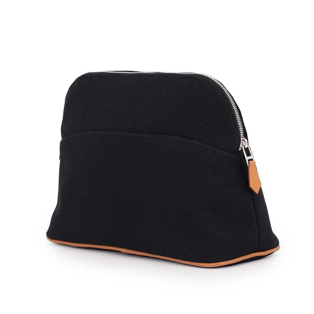Hermes Pouch Bolide MM Black Silver Canvas Makeup Case — view 2
