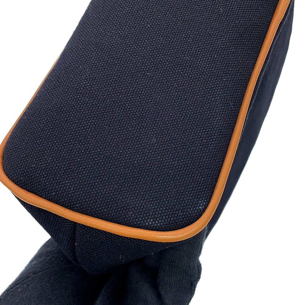 Hermes Pouch Bolide MM Black Silver Canvas Makeup Case — view 7