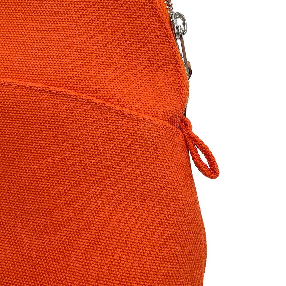Hermes Pouch Bolide MM Orange Fu Silver Canvas Makeup Case — view 6