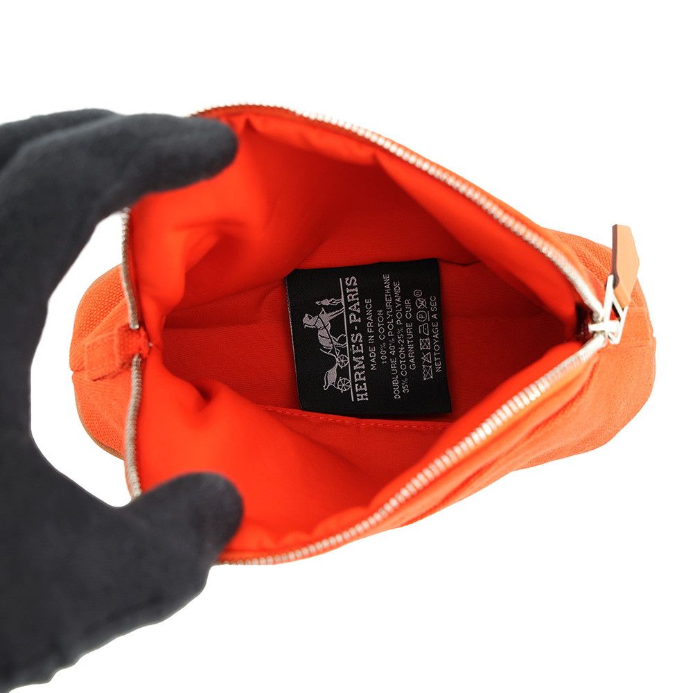 Hermes Pouch Bolide Mini Orange Fu Silver Cotton Case — view 4
