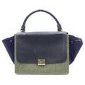 Celine Trapeze 2-Way Shoulder Bag Black Khaki Purple Leather Gold