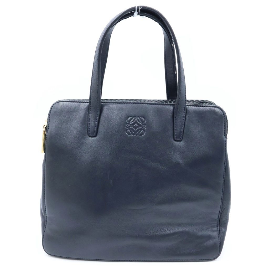 Loewe Anagram Handbag Black Leather Gold