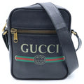 Gucci Print Shoulder Bag Black Leather