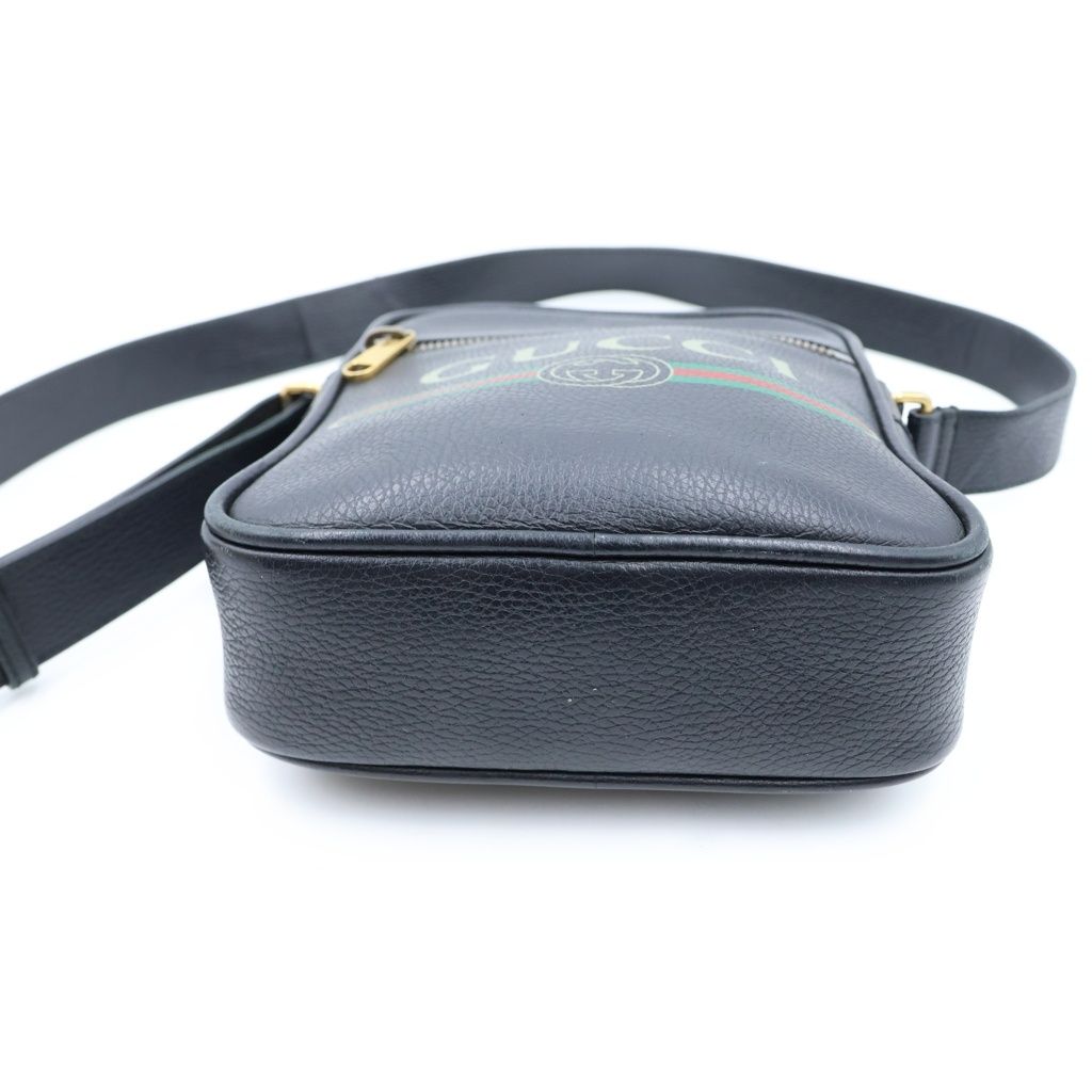 Gucci Print Shoulder Bag Black Leather — view 4