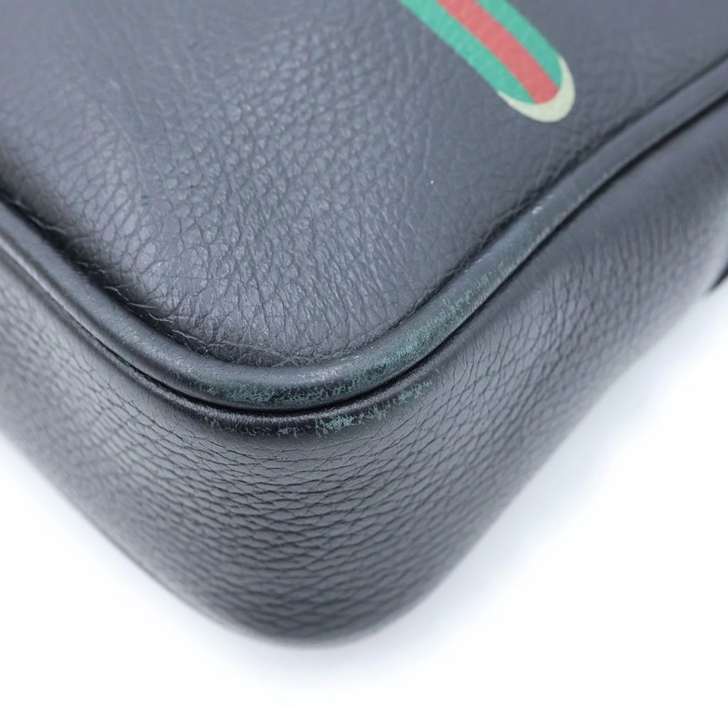 Gucci Print Shoulder Bag Black Leather — view 5