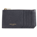 Saint Laurent Paris Embossed Leather Zip Fragment Case Black Coin Purse
