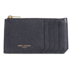 Saint Laurent Paris Embossed Leather Zip Fragment Case Black Coin Purse