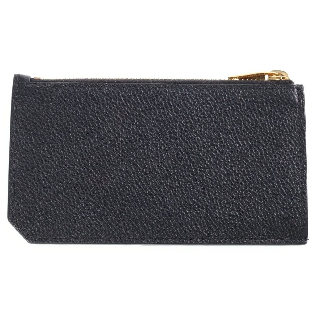 Saint Laurent Paris Embossed Leather Zip Fragment Case Black Coin Purse — view 2