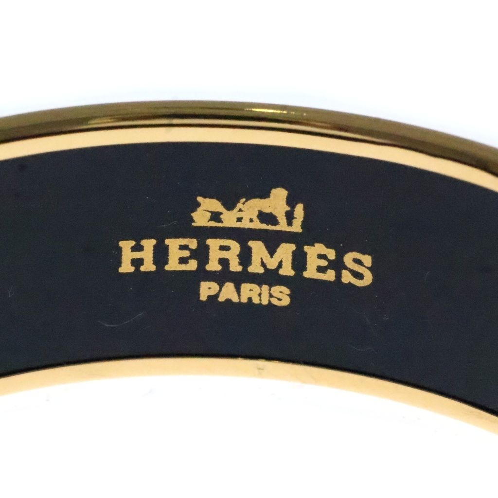 Hermes Enamel Bangle Brown Gold Bracelet — view 5