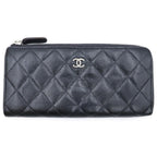 Chanel Caviar Quilted Round Zip Wallet Black