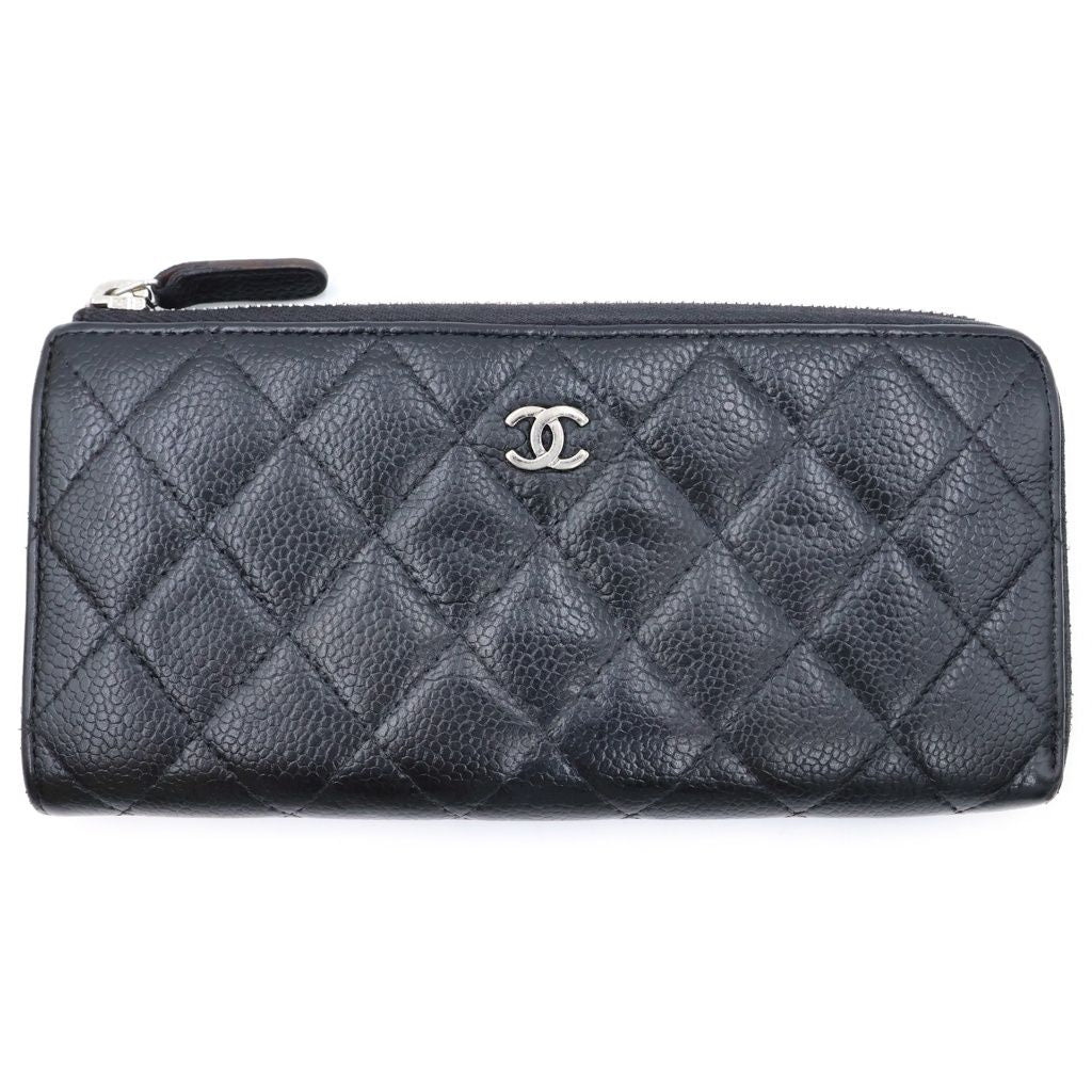 Chanel Caviar Quilted Round Zip Wallet Black