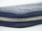 Chanel CC Logo Quilted Zip Around Wallet Lambskin Leather Navy — view 7