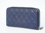 Chanel CC Logo Quilted Zip Around Wallet Lambskin Leather Navy — view 4