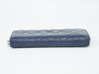Chanel CC Logo Quilted Zip Around Wallet Lambskin Leather Navy — view 2