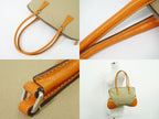 Prada Canvas Leather Shoulder Bag Tote Beige Orange — view 6