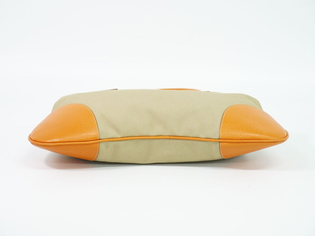 Prada Canvas Leather Shoulder Bag Tote Beige Orange — view 3