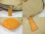 Prada Canvas Leather Shoulder Bag Tote Beige Orange — view 7