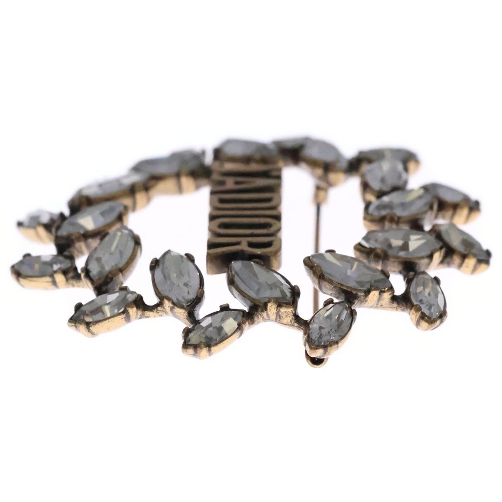 Dior J'Adior Rhinestone Brooch Logo Gold Plated Silver — view 4