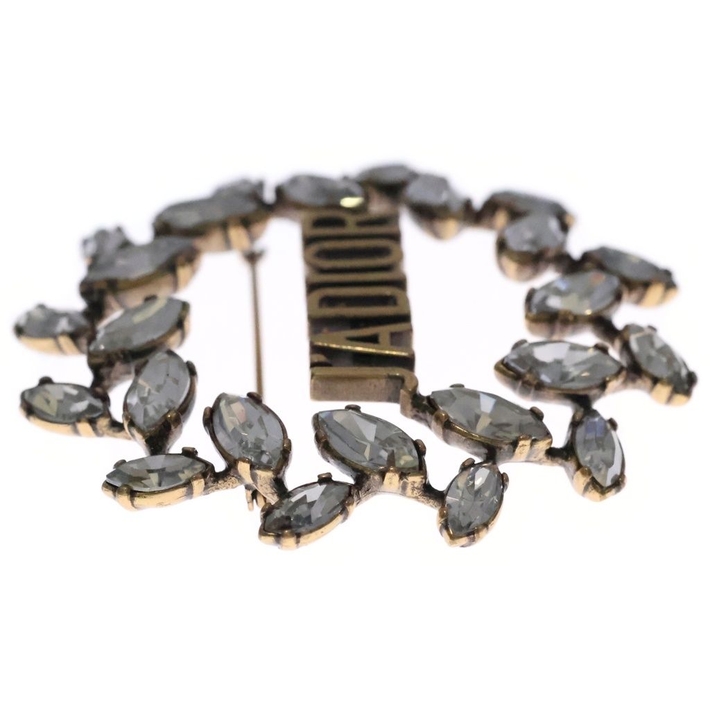 Dior J'Adior Rhinestone Brooch Logo Gold Plated Silver — view 3