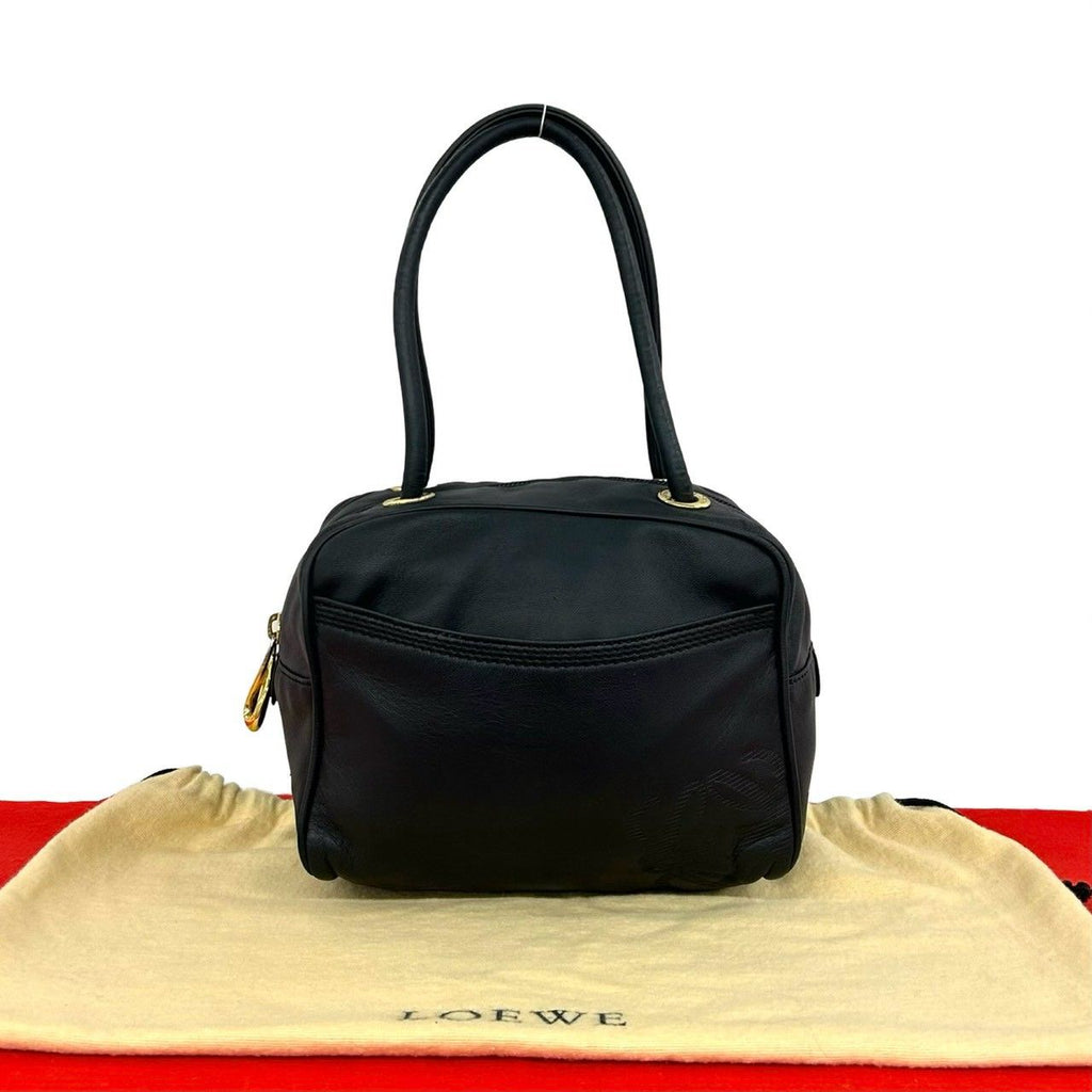 Loewe Vintage Anagram Logo Stamp Nappa Leather Mini Handbag Black