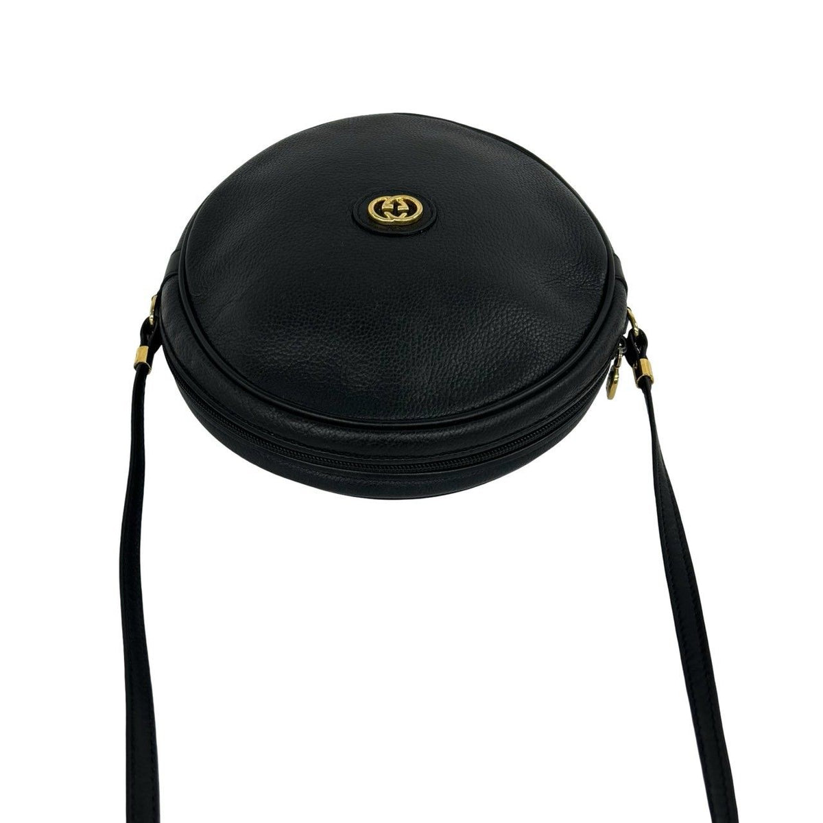 Gucci Vintage Interlocking G Leather Shoulder Bag Black — view 4