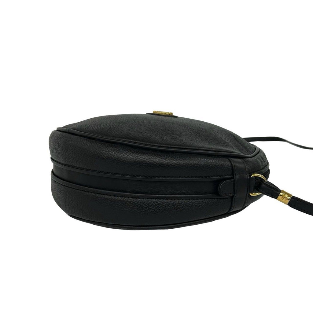 Gucci Vintage Interlocking G Leather Shoulder Bag Black — view 8