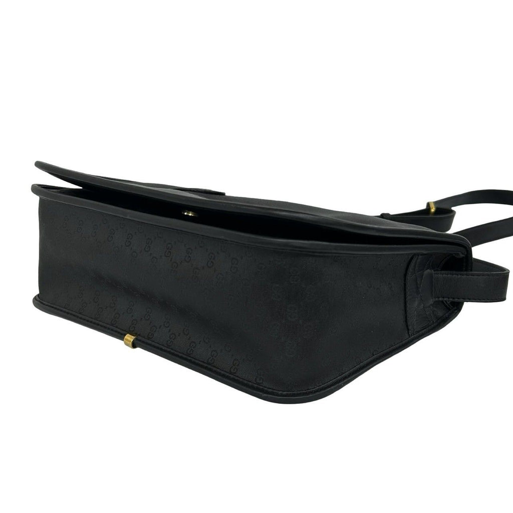 Gucci Vintage Sherry Line Micro GG Logo Leather Shoulder Bag Pochette Black — view 8