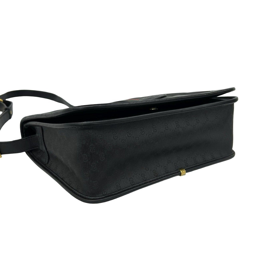 Gucci Vintage Sherry Line Micro GG Logo Leather Shoulder Bag Pochette Black — view 7