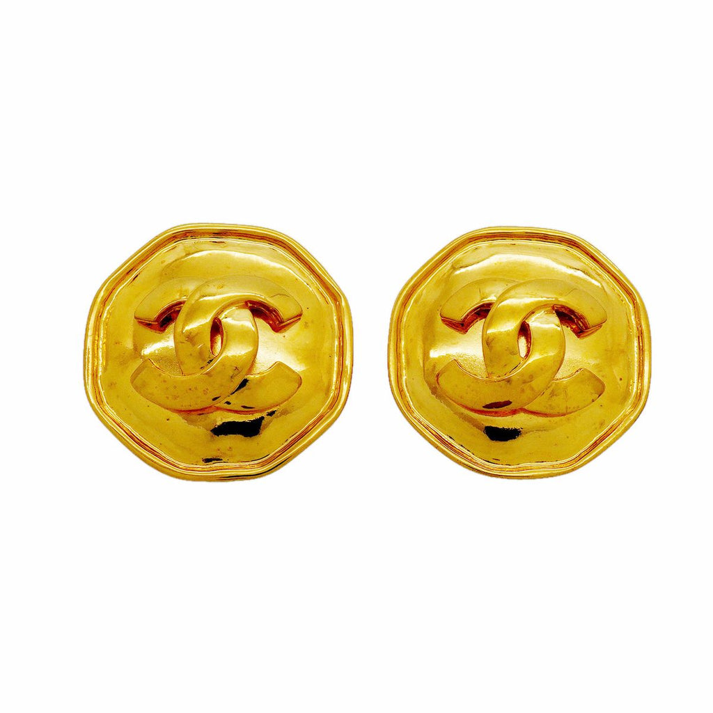 Chanel Earrings Vintage CC Logo Gold Plated