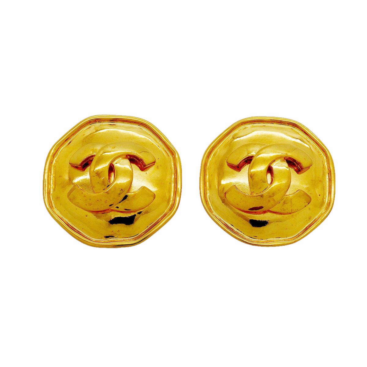 Chanel Earrings Vintage CC Logo Gold Plated