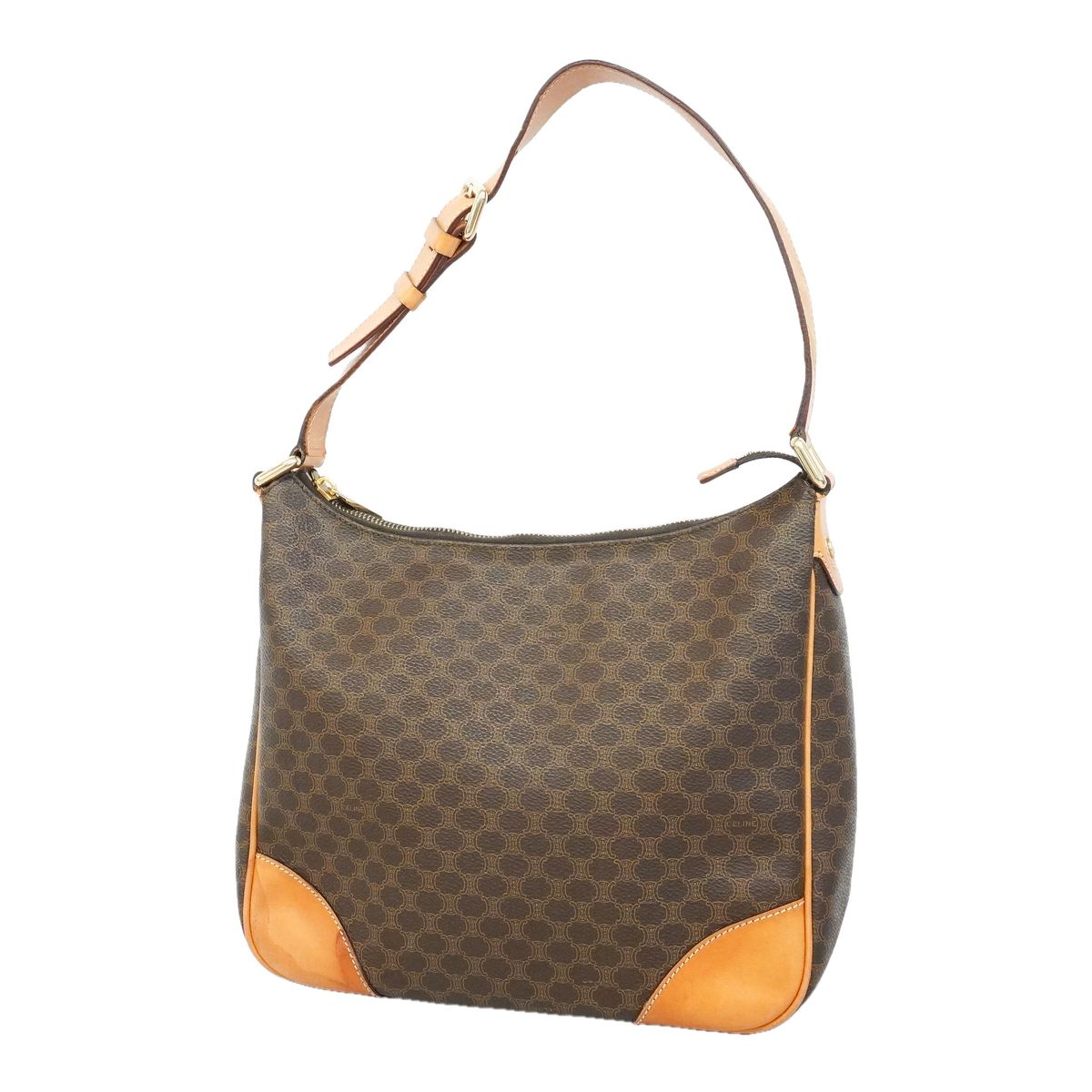 Celine Shoulder Bag Macadam Brown Gold