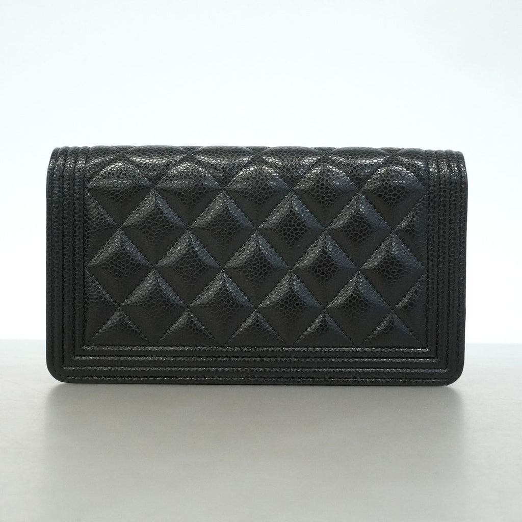 Chanel Wallet Boy Caviar Leather Black Gold — view 8